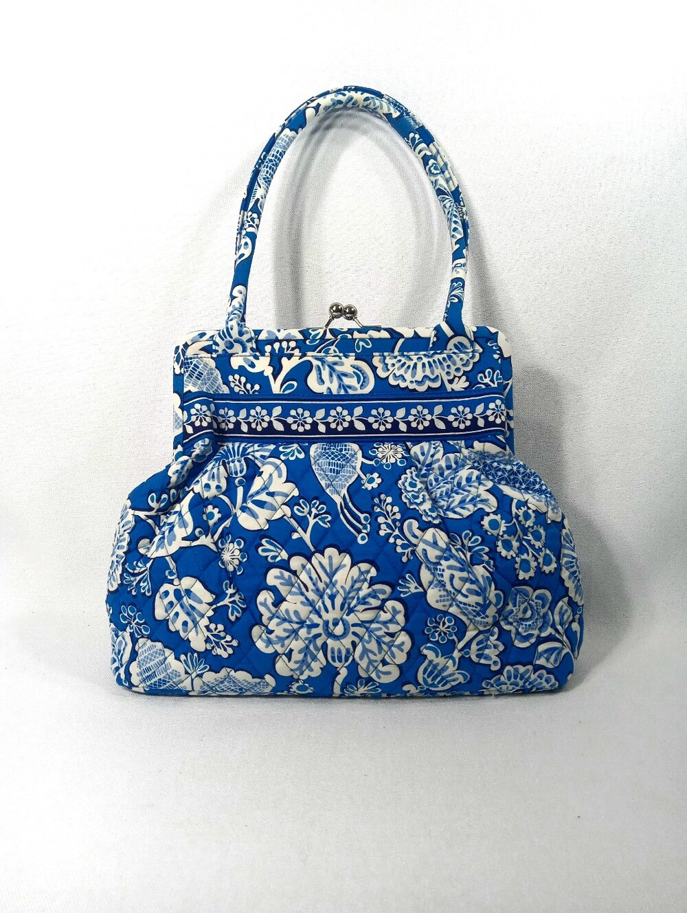 VERA BRADLEY Alice Kisslock Quilted Blue Lagoon Pattern Handbag Shoulderbag
